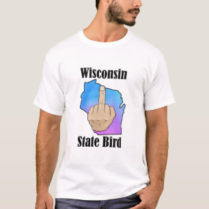 État du Wisconsin t-shirt couleur du doigt central