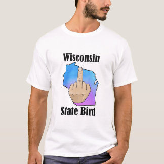 État du Wisconsin t-shirt couleur du doigt central