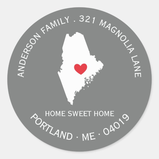État MAINE | Nouveau Sticker Étiquette de adresse  (Devant)