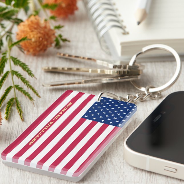 États-Unis American Patriotic Stars Stripes drapea (USA American Patriotic Stars Stripes Flag Monogram Keychain)