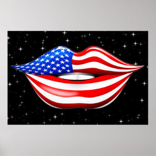 États-Unis Drapeau à lèvres sur affiche des lèvres