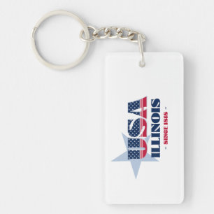 États-Unis Illinois Monogram Porte - clé acrylique