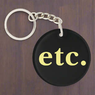 etc. Trendy Black & Yellow Bold Typography Keychain