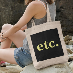 etc. Trendy Black & Yellow Bold Typography  Tote Bag