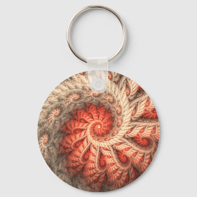 Etcetera Bright Red Abstract Spiral Keychain (Front)