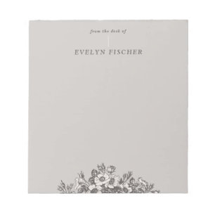 Etched Floral Illustration Notepad - Gray