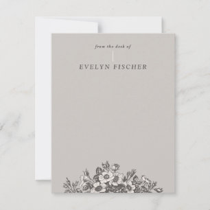Etched Floral Illustration Stationery - Grey