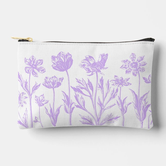 Etched Flowers (Lavender) Fine Art  Accessory Pouch (Front)