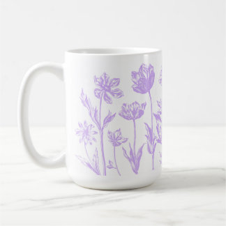 Etched Flowers (Lavender) Fine Art Coffee Mug