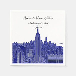 Etched Look NYC Skyline Silhouette, ESB Napkin