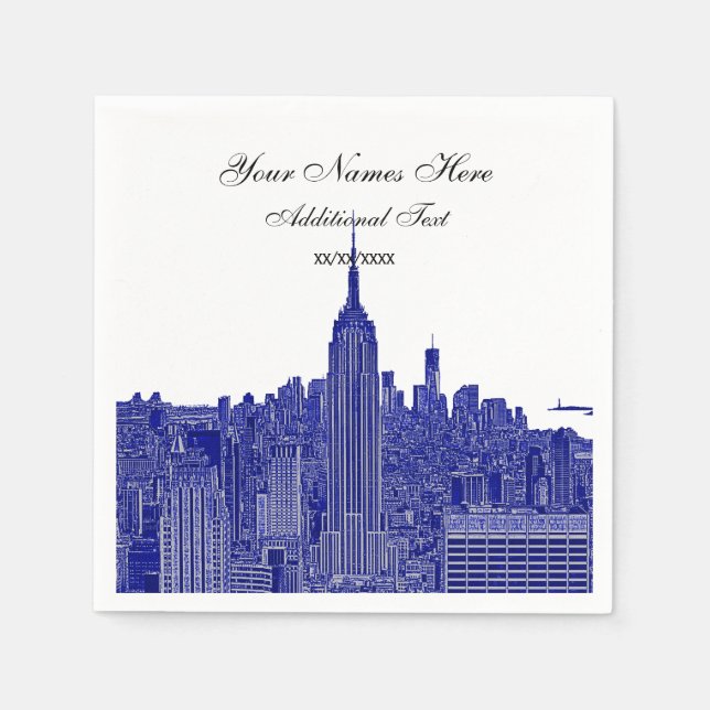 Etched Look NYC Skyline Silhouette, ESB Napkin (Front)