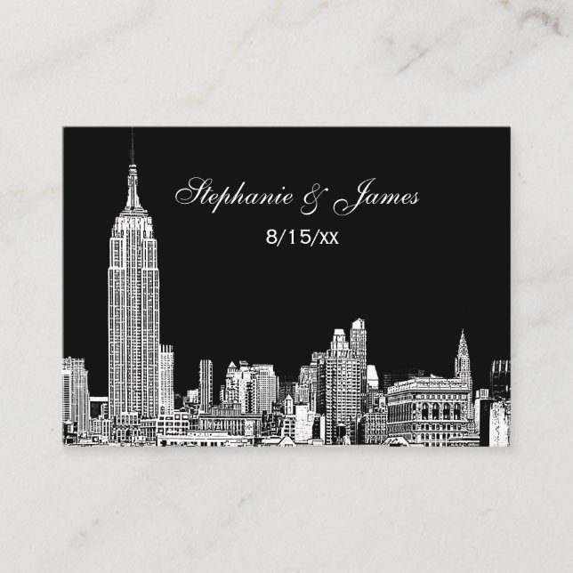 Etched NYC Skyline DIY BG Colour Place Cards #1 (Front)