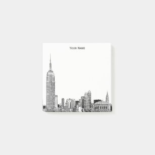 Etched NYC Skyline DIY BG Colour Post-it Notes