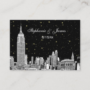 Etched NYC Skyline Starry DIY BG Colour Place Card