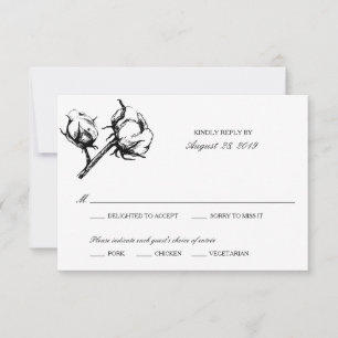 Etching Plante en coton   Mariage RSVP