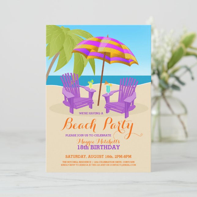 Été Amusement Plage Invitations (Debout devant)