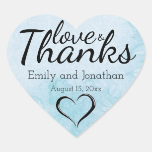 Été Bleu Coeur Mariage Stickers Boîte à gâteau sur