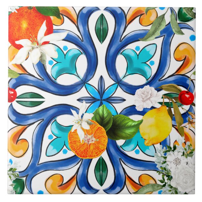 Été, Carreaux siciliens, majolica, céramique (Devant)