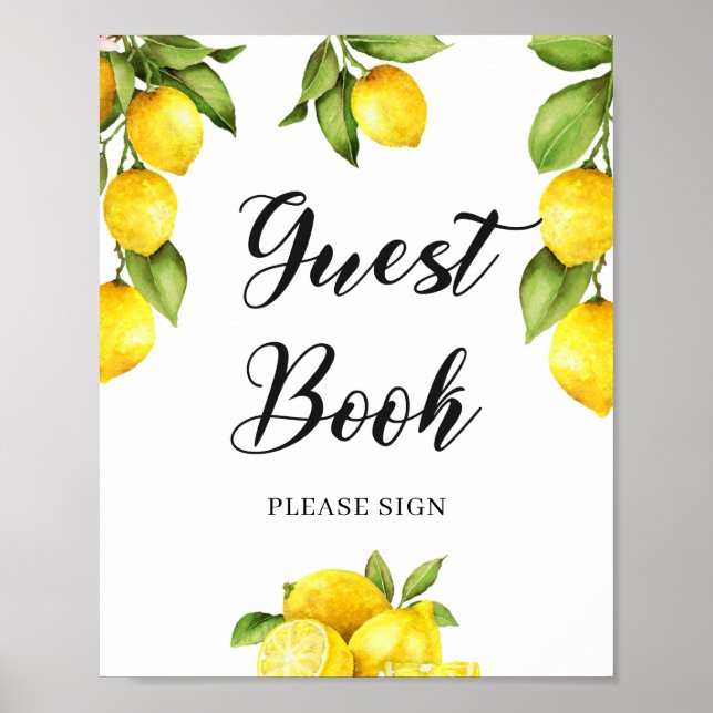 Été Citrus Lemon Livre d'or Baby shower des signes (Devant)