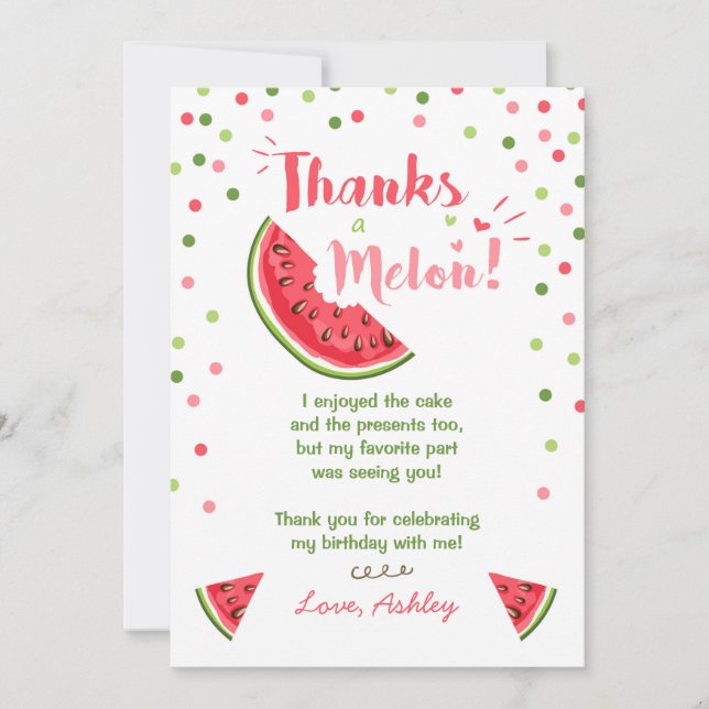 Été de carte de remerciements de melon de fête (Devant)