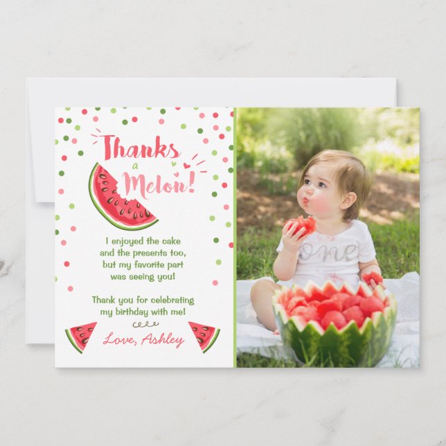 Été de carte de remerciements de melon de fête (Devant)