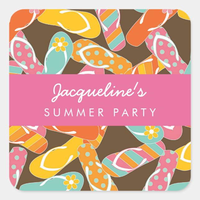 Été Flip Flops Anniversaire Sticker de fête (Devant)