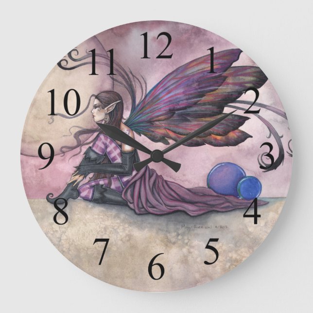 Été Lune Fée Imaginaire Art Mur Horloge (Recto)