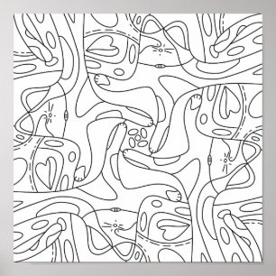 Été Minutieux : Drôle Melting Cats Coloring Poster