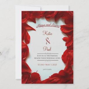 Été moderne Red Roses Élégant Mariage Invitation