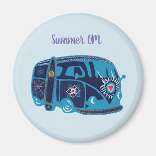 Été Om Hippie Van Standard 5,7 Cm Magnet Arrondi