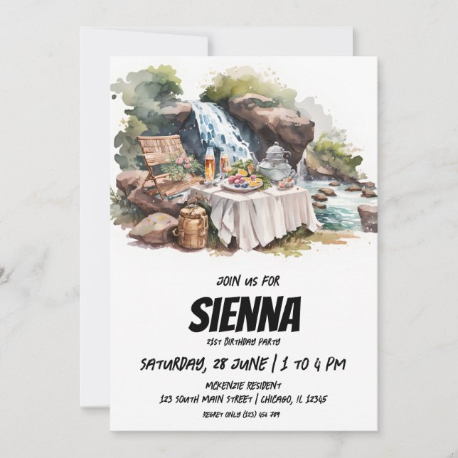 Eté Pique-nique en cascade vue Invitation (Devant)