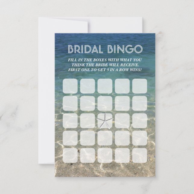 Été Plage Starfish 5x5 Cartes de bingo nuptiales (Devant)