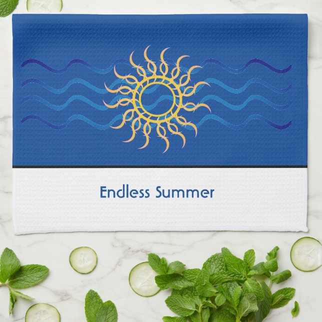 Été sans fin | Soleil côtier & Vagues Serviette de (Plié)