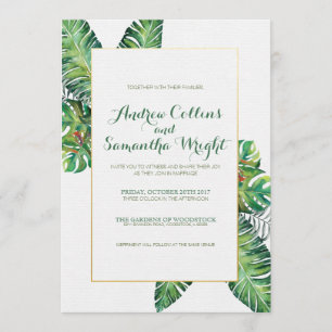 Été Tropical Feuilles Mariage Invitation