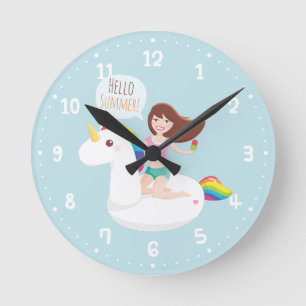 Été Unicorne Piscine Float Salle Décor Horloge
