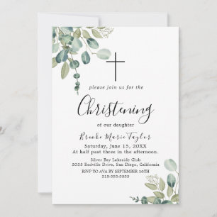 Été verdure Christening Invitation