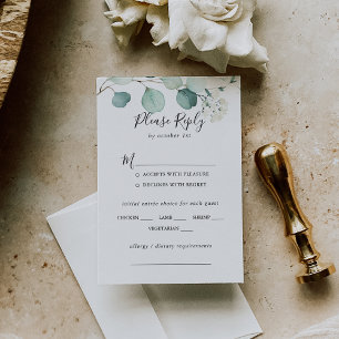 Été Vert Eucalyptus Mariage Menu Choix RSVP