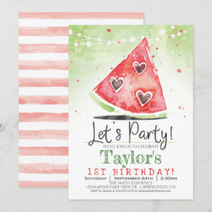 Eté Watermelon Anniversaire Fête Invitation