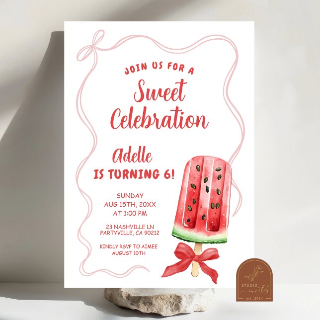 Eté Watermelon Anniversaire Fête Invitation (Créateur téléchargé)