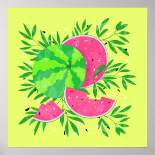 Été Watermelon Branches Bright Tropical Poster