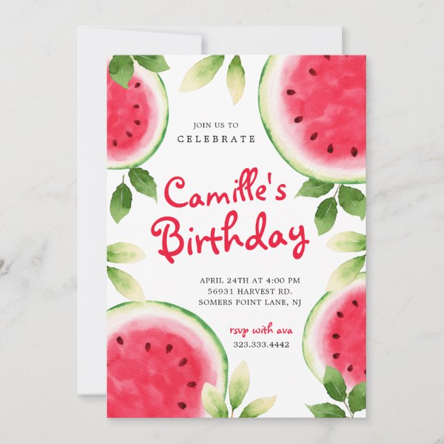 Eté Watermelon Invitation Anniversaire (Devant)