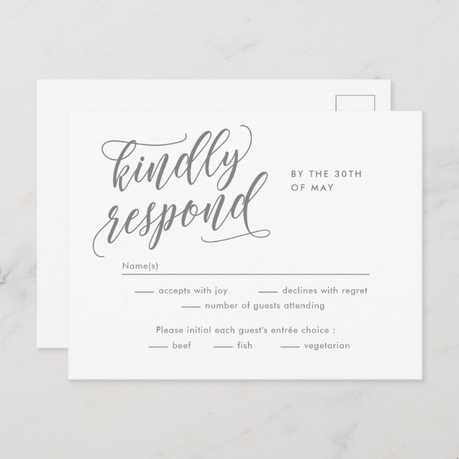 Eternal Bliss Editable Colour RSVP Reply Card (Front/Back)