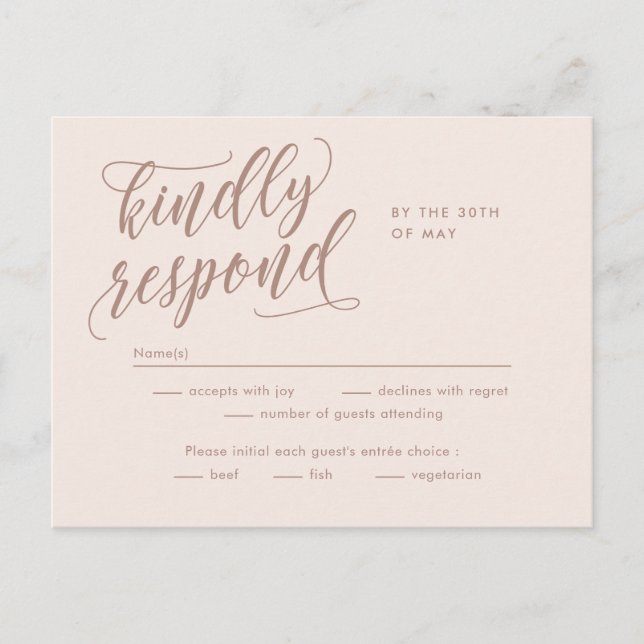 Eternal Bliss Editable Colour RSVP Reply Card (Front)