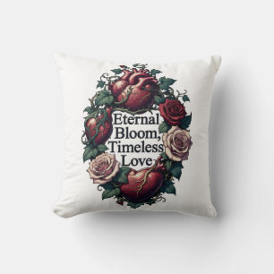 Eternal Bloom Timeless Love Entwined Hearts T-Shir Throw Pillow