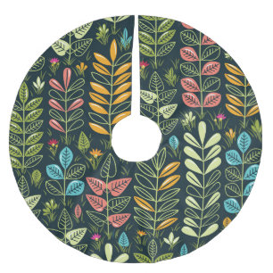 Eternal Blooms: Hand-Drawn Floral Elegance Brushed Polyester Tree Skirt