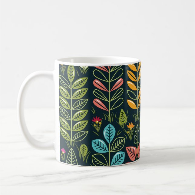 Eternal Blooms: Hand-Drawn Floral Elegance Coffee Mug (Left)