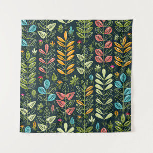 Eternal Blooms: Hand-Drawn Floral Elegance Tapestry