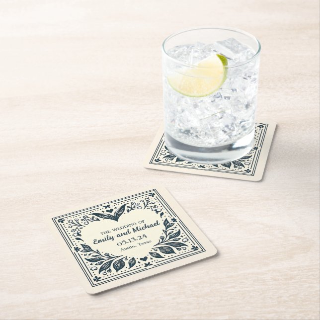 Eternal Blooms  Square Paper Coaster (Insitu)