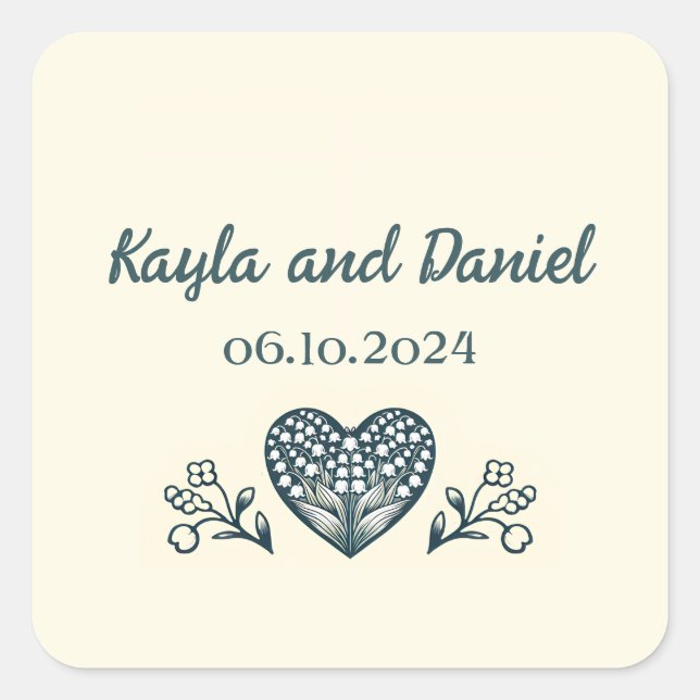Eternal Blooms Wedding Custom Square Sticker (Front)