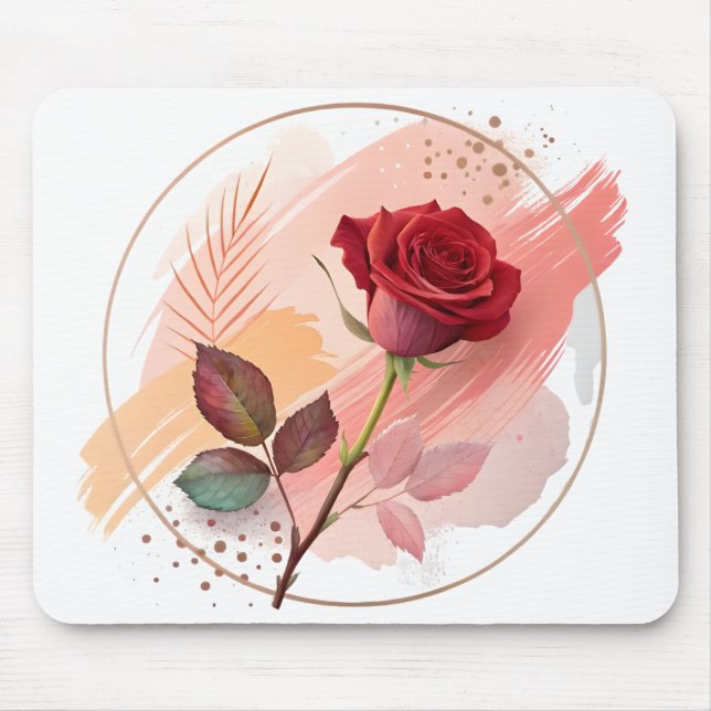Eternal Blush: A Modern Rose in Abstract Harmony Mouse Pad (Front)